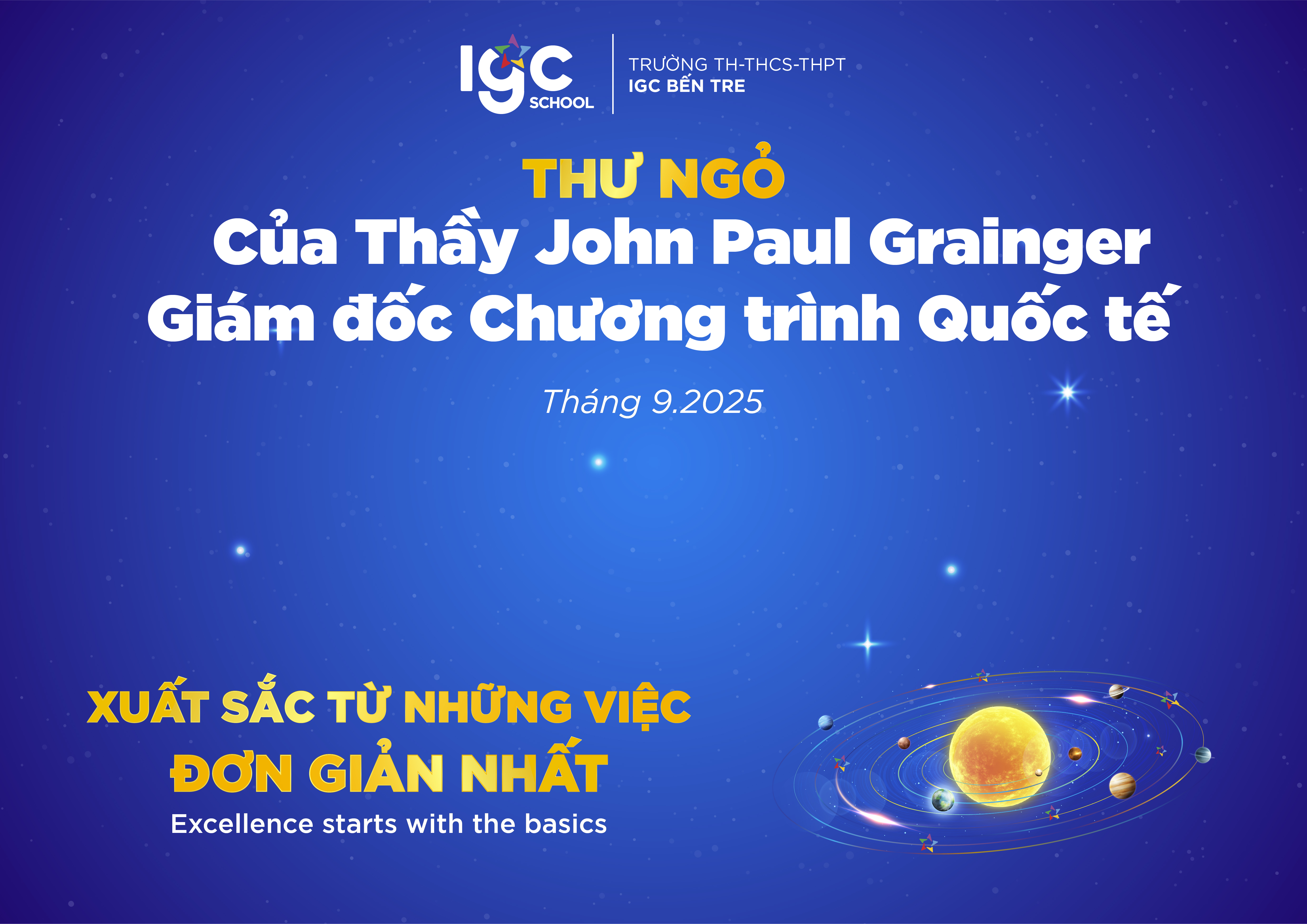 THƯ NGỎ CỦA GIÁM ĐỐC CHƯƠNG TRÌNH QUỐC TẾ - THÁNG 9.2025