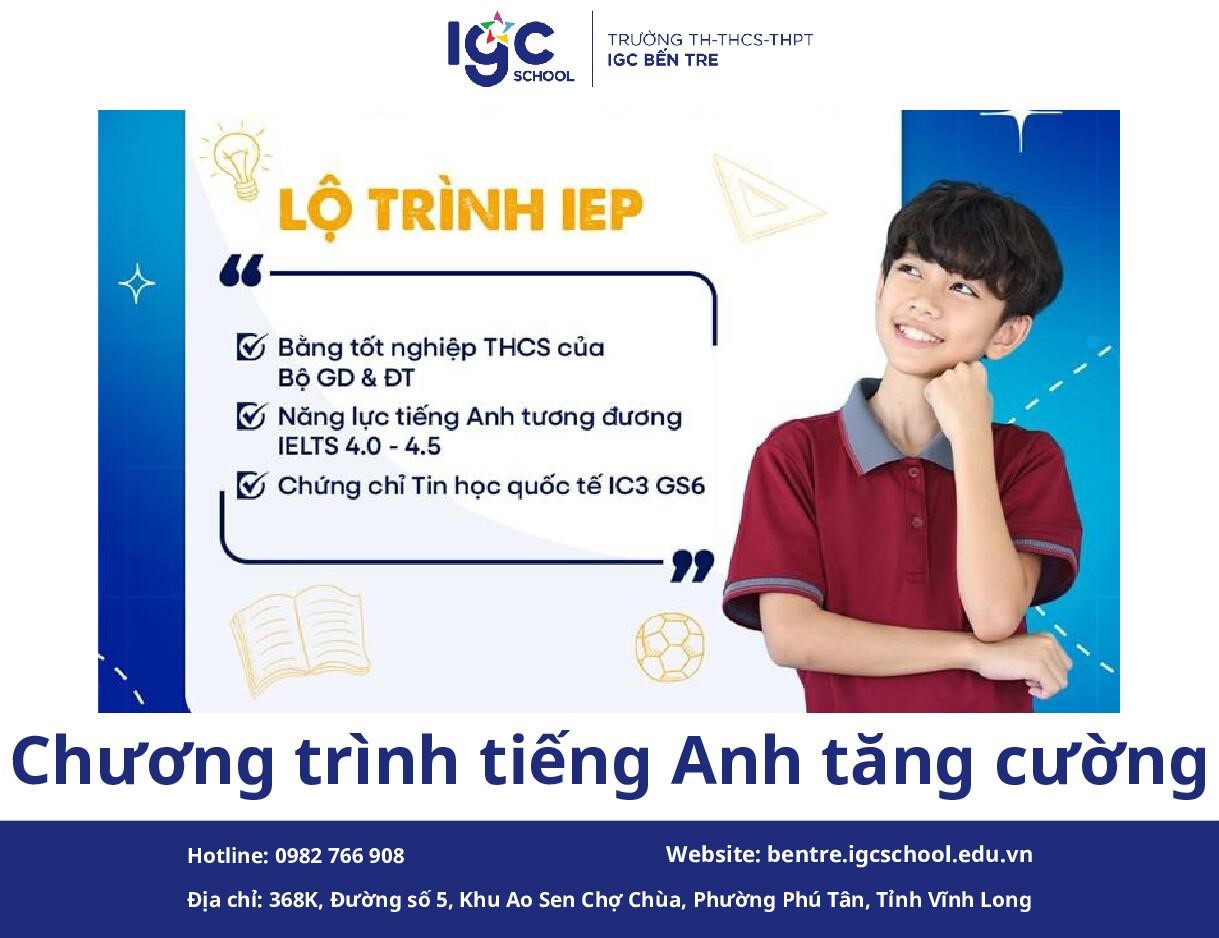 Chương Trình Tiếng Anh Tăng Cường (IEP) – Lộ Trình Hội Nhập tại IGC Bến Tre