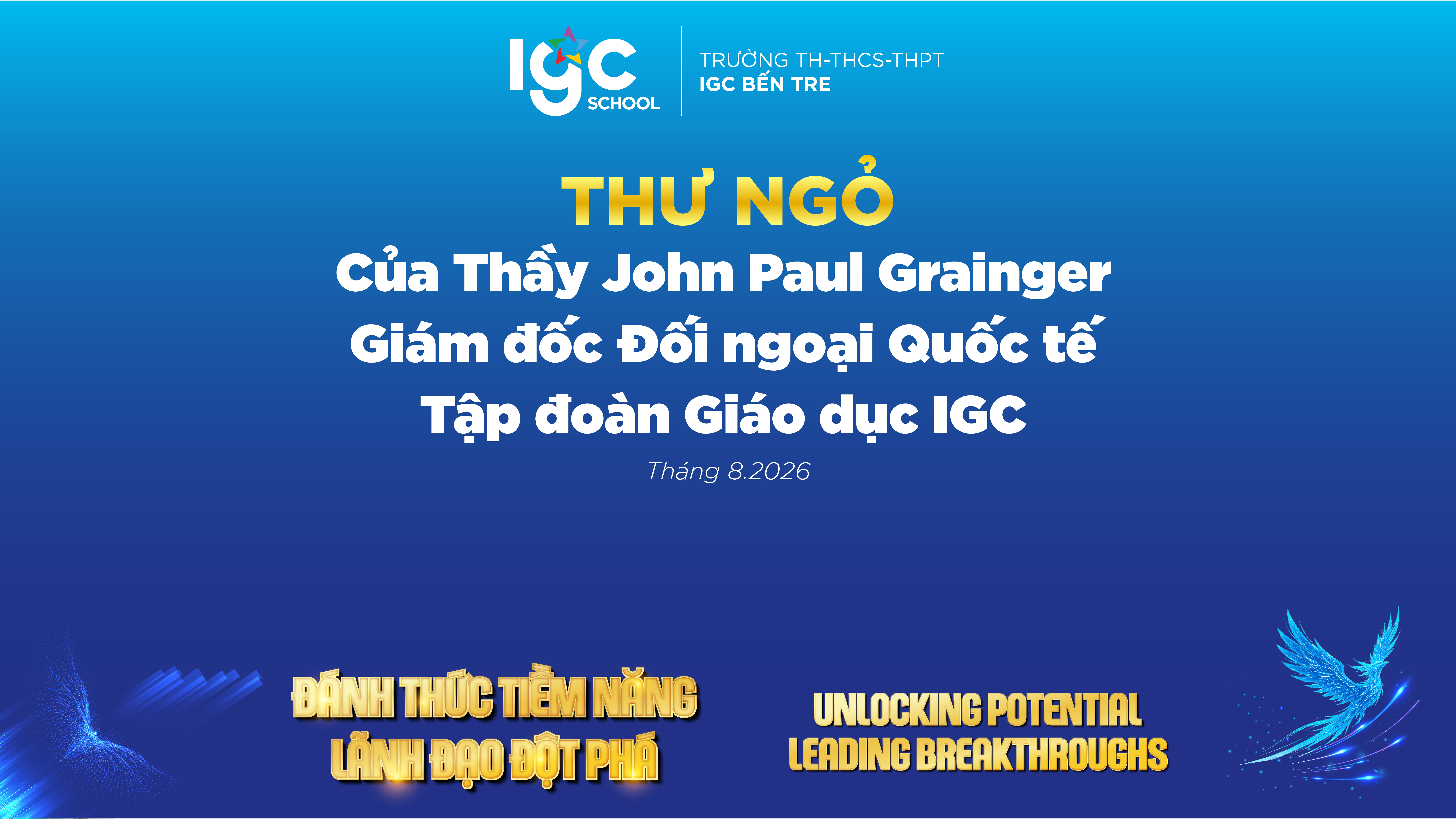 THƯ NGỎ CỦA GIÁM ĐỐC ĐỐI NGOẠI QUỐC TẾ - THÁNG 08.2026