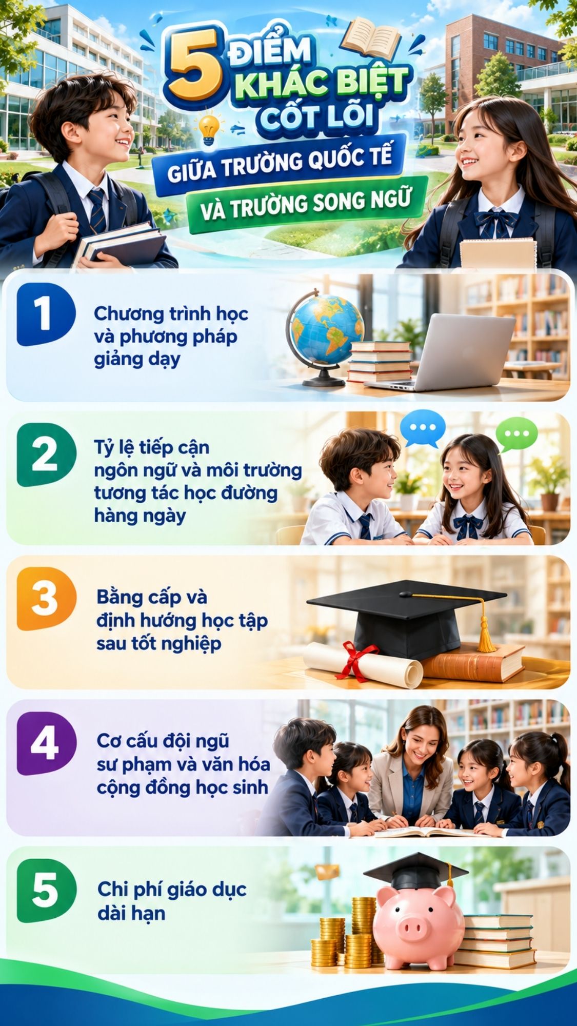 trường quốc tế khác gì trường song ngữ